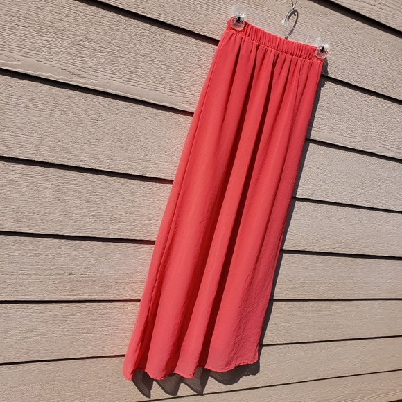 💐🏖️Forever 21 Coral Chiffon Maxi Skirt - Picture 1 of 8